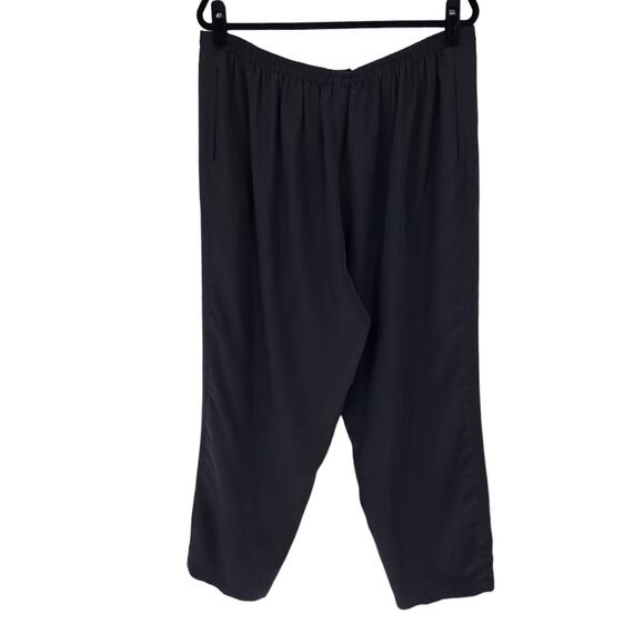 Citron Santa Monica 100% Silk Straight Leg Pant Washable Black Women's Size 0X - Picture 2 of 10